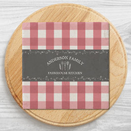 Rustiek Land Rood Gingham Zwart krijtbord Stenen Onderzetter
