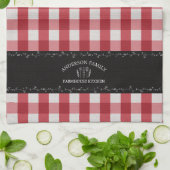 Rustiek Land Rood Gingham Zwart krijtbord Theedoek (Gevouwen)