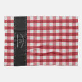 Rustiek Land Rood Gingham Zwart krijtbord Theedoek (Horizontaal)