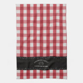 Rustiek Land Rood Gingham Zwart krijtbord Theedoek (Verticaal)