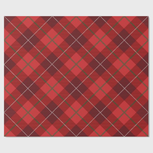 Rustiek Land Rood Wit en Groen Plaid Kerstmis Cadeaupapier (Vlak)