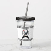 Rustiek Land Rooster Kip BW Gingham Cheques Acryl Drinkbeker (Achterkant)