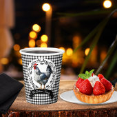 Rustiek Land Rooster Kip BW Gingham Cheques Papieren Bekers