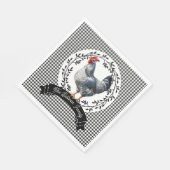 Rustiek Land Rooster Kip BW Gingham Cheques Servet (Hoek)