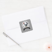 Rustiek Land Rooster Kip BW Gingham Cheques Vierkante Sticker (Envelop)