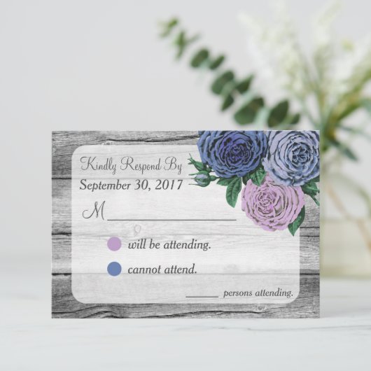 Rustiek Land Rozen Bruiloft RSVP (Staand voorkant)