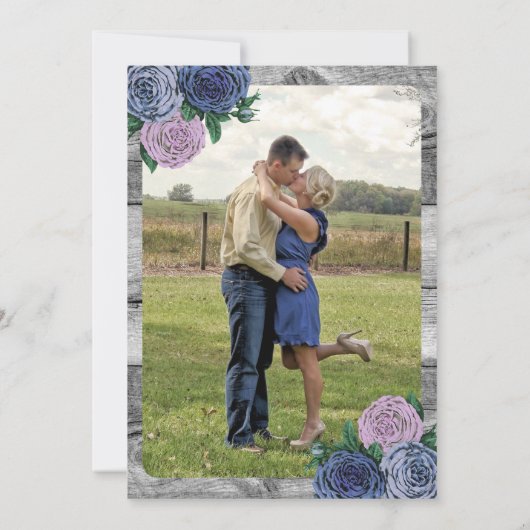 Rustiek Land Rozen Schuur Hout Bruiloft Uitnodigin Kaart (Achterkant)