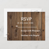 Rustiek Land RSVP kaart bruiloft kant hout (Voorkant / Achterkant)