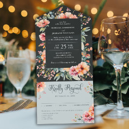 Rustiek Land Sage Groen Modern Bloemen Bruiloft All In One Uitnodiging