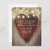 Rustiek land save the date & gesneden hart lichten aankondigingskaart (Voorkant / Achterkant)