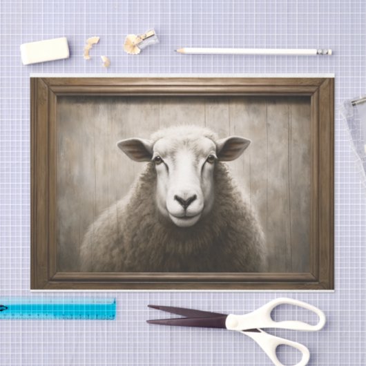 Rustiek Land Schaap Ram Decoupage Weefsel Papier (Craft)