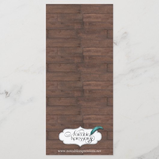 Rustiek Land Schuur Hout Bruiloft Menu (Achterkant)