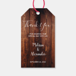 Rustiek land schuur hout Dank u bruiloft Cadeaulabel