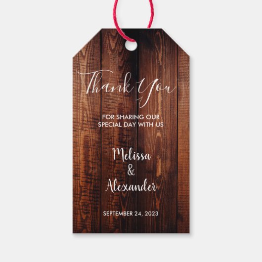 Rustiek land schuur hout Dank u bruiloft Cadeaulabel (Voorkant)