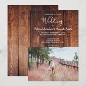 Rustiek land schuur hout elegante foto bruiloft kaart (Voorkant / Achterkant)