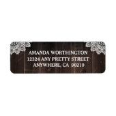 Rustiek Land Schuur Hout en Kant Bruiloft Etiket (Voorkant)