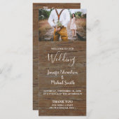 Rustiek land schuur hout foto bruiloft programma programmakaart (Voorkant / Achterkant)