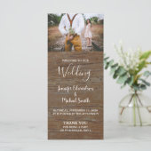 Rustiek land schuur hout foto bruiloft programma programmakaart (Staand voorkant)