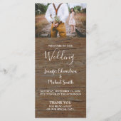 Rustiek land schuur hout foto bruiloft programma programmakaart (Voorkant)