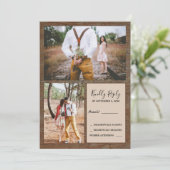 Rustiek land schuur hout foto RSVP bruiloft Kaart (Staand voorkant)