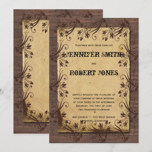 Rustiek Land Schuur Hout Schoonheid Bruiloft Uitno Kaart (Voorkant / Achterkant)