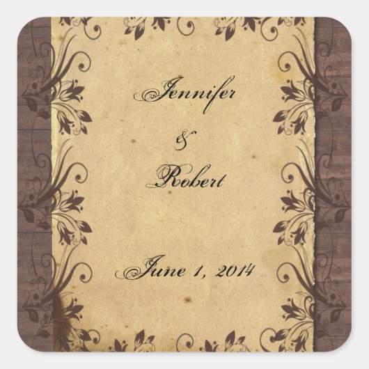 Rustiek Land Schuur Houten Schoonheid Envelop Seal Vierkante Sticker (Voorkant)