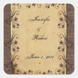 Rustiek Land Schuur Houten Schoonheid Envelop Seal Vierkante Sticker