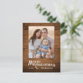 Rustiek Land Stijlvolle Foto Houten Plank Print Feestdagenkaart (Staand voorkant)