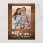 Rustiek Land Stijlvolle Foto Houten Plank Print Feestdagenkaart (Voorkant)