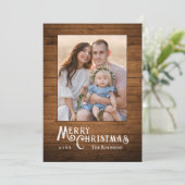 Rustiek Land Stijlvolle Foto Houten Plank Print Feestdagenkaart (Staand voorkant)