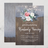 Rustiek Land Stoffig Blauw Bloemen 2019 Afstuderen Kaart (Voorkant / Achterkant)