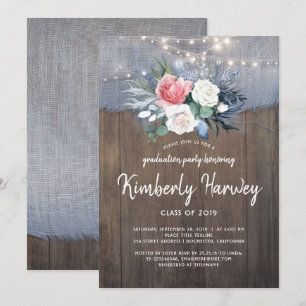 Rustiek Land Stoffig Blauw Bloemen 2019 Afstuderen Kaart