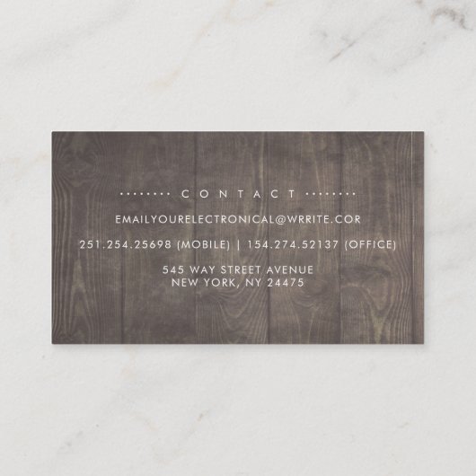 Rustiek Land String van Lichten Kant Hout Bloemen Visitekaartje (Achterkant)