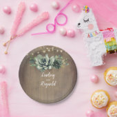 Rustiek Land Succulenten Groen Bruiloft Papieren Bordje (Feest)