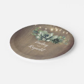 Rustiek Land Succulenten Groen Bruiloft Papieren Bordje (Gekanteld)