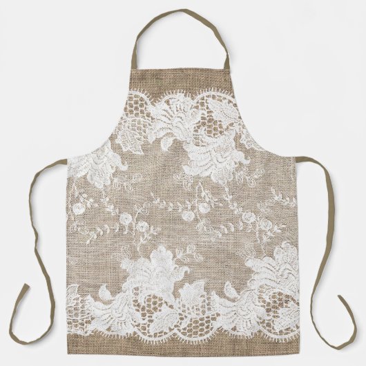 rustiek land traditioneel jute en kant schort (Voorkant)