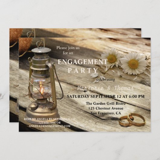 rustiek land verlovingsfeest uitnodiging (Voorkant / Achterkant)