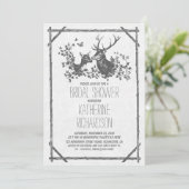 Rustiek land vrijgezellenfeest nodigt uit met hert kaart (Staand voorkant)