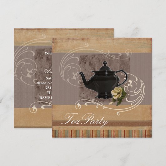 Rustiek Land Vrijgezellenfeest Tea Party Uitnodigi Kaart (Voorkant / Achterkant)