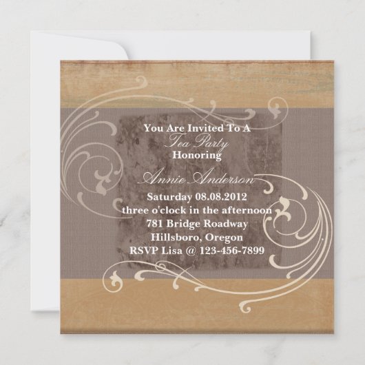 Rustiek Land Vrijgezellenfeest Tea Party Uitnodigi Kaart (Achterkant)