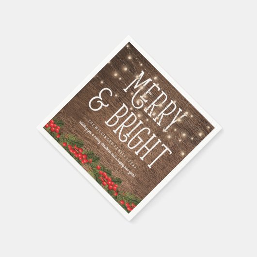 Rustiek land vrolijk en helder kerstfeest servetten (Hoek)