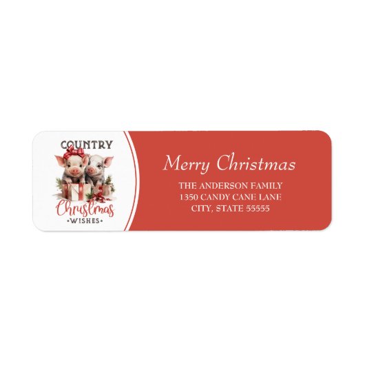 Rustiek Land Vrolijk Kerstfeest Wensen Schattige V Etiket (Voorkant)