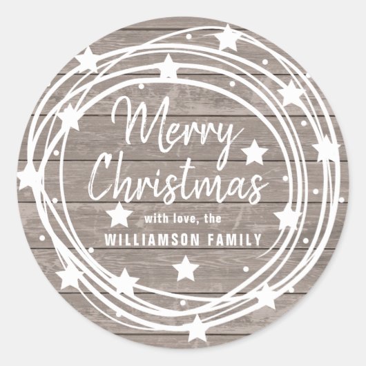 Rustiek Land Vrolijk Kerstmis Envelop Seal Ronde Sticker (Voorkant)