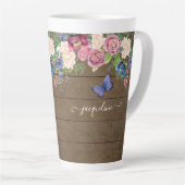 Rustiek land Waterverf Floral Navy Bourgondië Latte Mok (Rechterhoek)