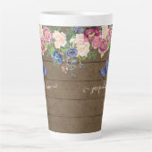 Rustiek land Waterverf Floral Navy Bourgondië Latte Mok (Voorkant)