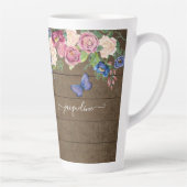 Rustiek land Waterverf Floral Navy Bourgondië Latte Mok (Rechts)