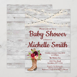 Rustiek Land Western Boot Baby shower Kaart