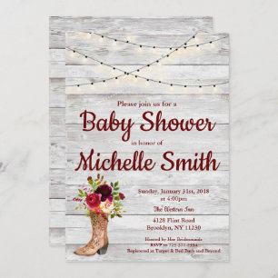 Rustiek Land Western Boot  Baby shower Kaart