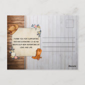 Rustiek Land Western Bruiloft Dank u Briefkaart (Achterkant)