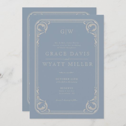 Rustiek Land Western Bruiloft Kaart (Voorkant / Achterkant)